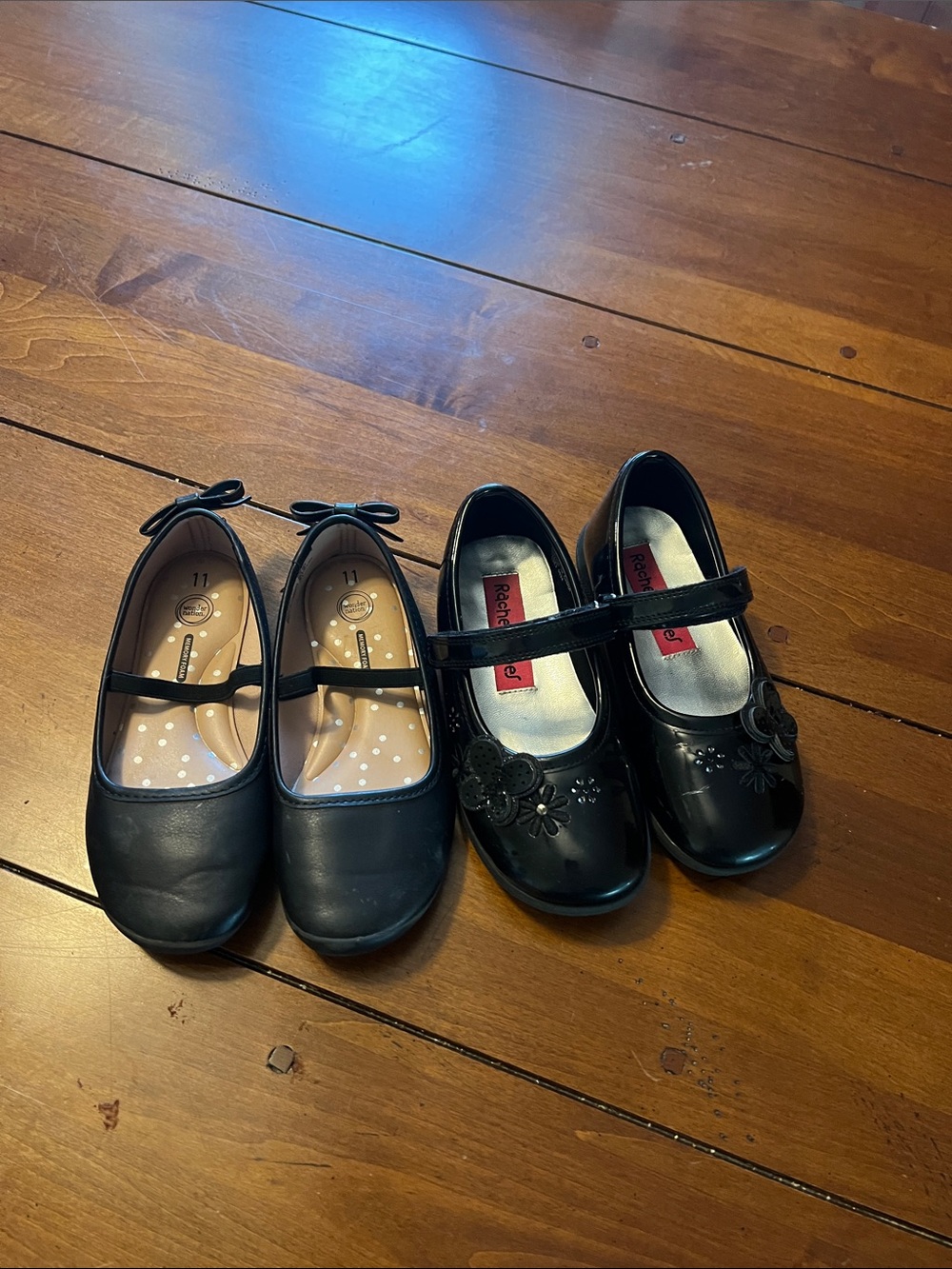 Girls Black Mary Jane Dress Shoes with Bow and Floral Detail